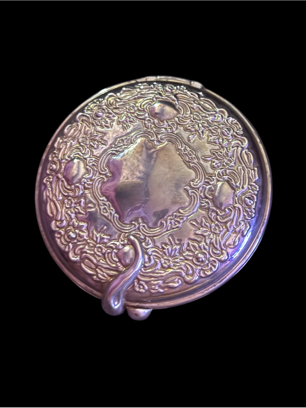 Vintage silver plated compact mirror